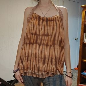NWT Free People tie dyed halter cowl top size XS